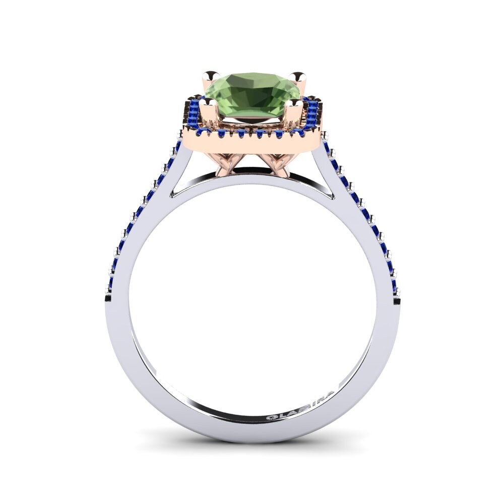 14ct White / Rose Gold Green Sapphire Engagement Ring Fanetta
