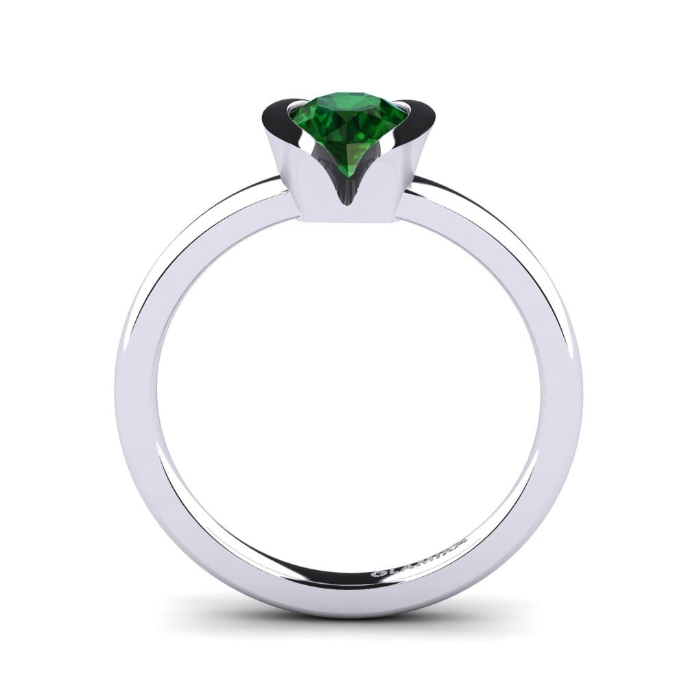 White Silver Tsavorite Engagement Ring Farrah