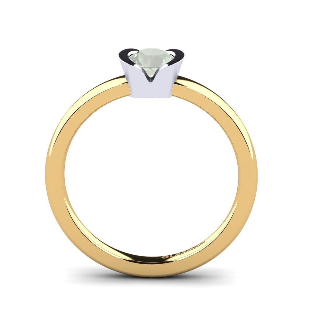 14k Oro Amarillo & Blanco Amatista verde Anillo de compromiso Farrah 0.5crt