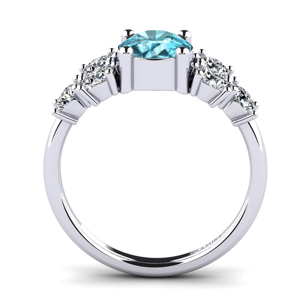 White Silver Blue Zircon Women's Ring Fatond