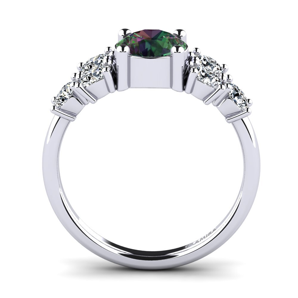 White Silver Mystic Topaz Women's Ring Fatond