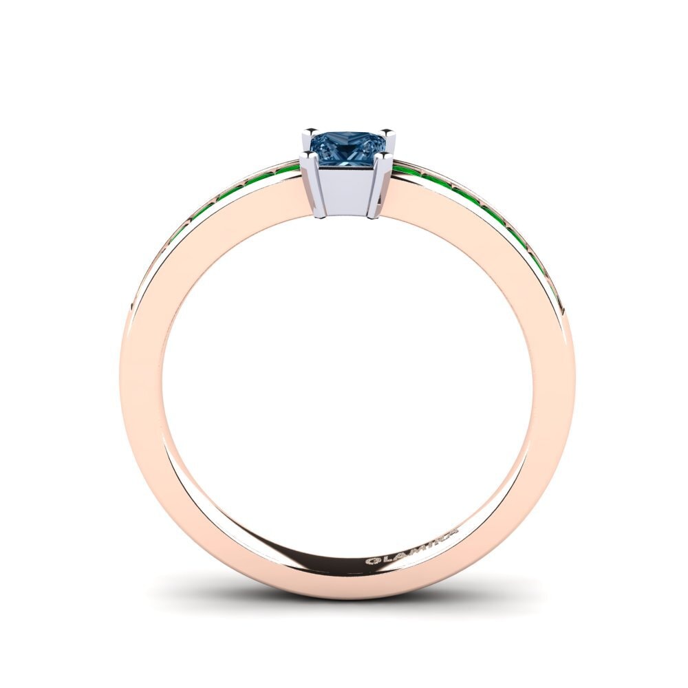 14ct Rose / White Gold Blue Diamond Engagement Ring Fausta 0.27 crt