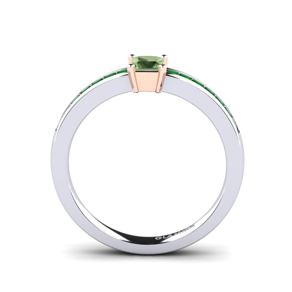 14ct White / Rose Gold Green Sapphire Engagement Ring Fausta 0.27 crt