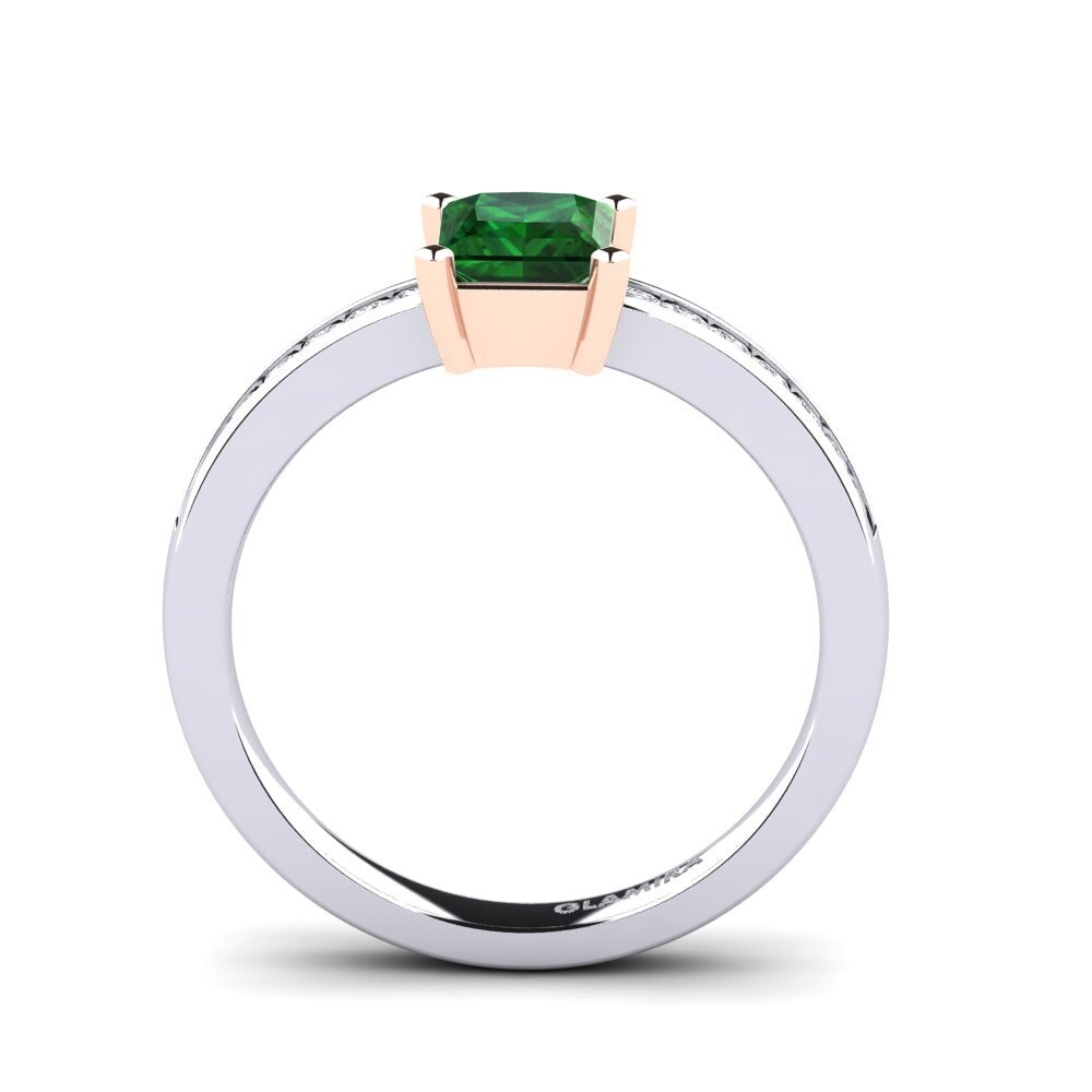 14ct White & Rose Gold Tsavorite Engagement Ring Fausta 0.93 crt