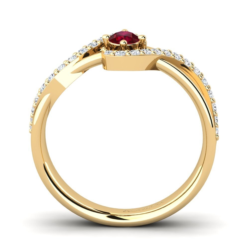 14ct Yellow Gold Ruby Women's Ring Feivar