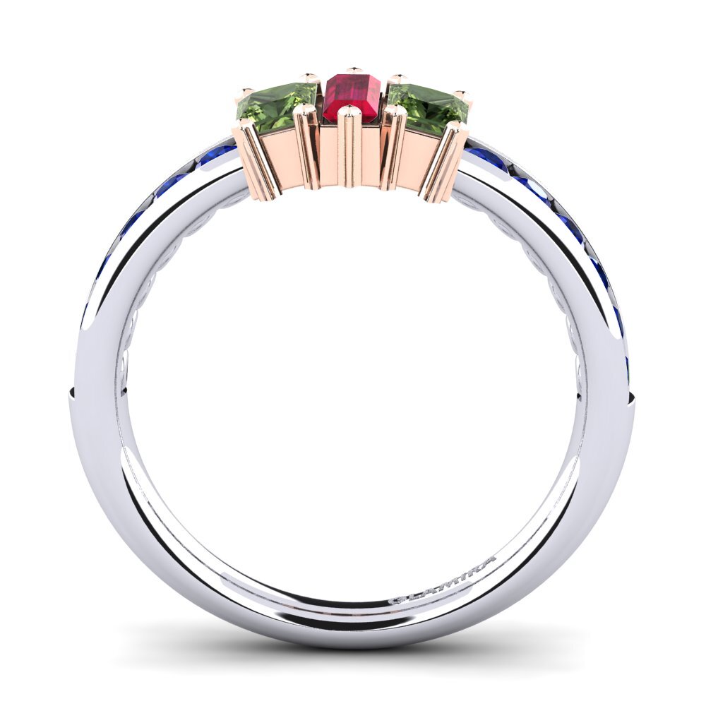 14ct White / Rose Gold Green Sapphire Engagement Ring Felicidad