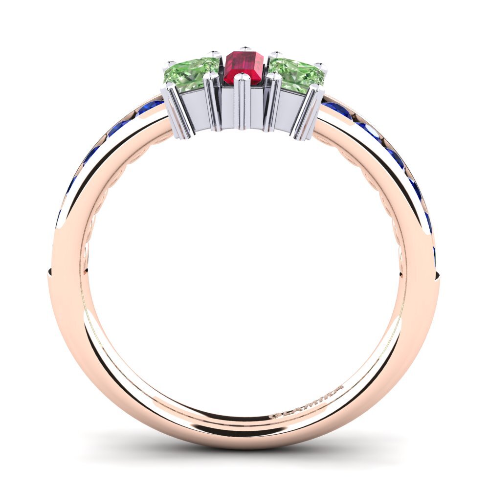 14ct Rose / White Gold Green Diamond Engagement Ring Felicidad