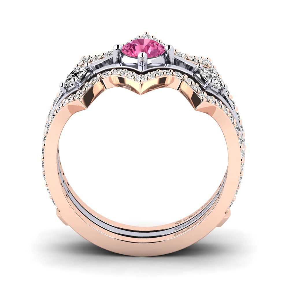 Turmalina rosa Anillo Fenix SET