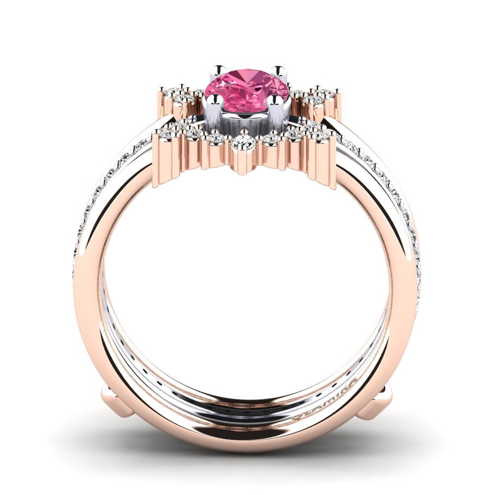 Turmalina rosa Anillo Feoun SET