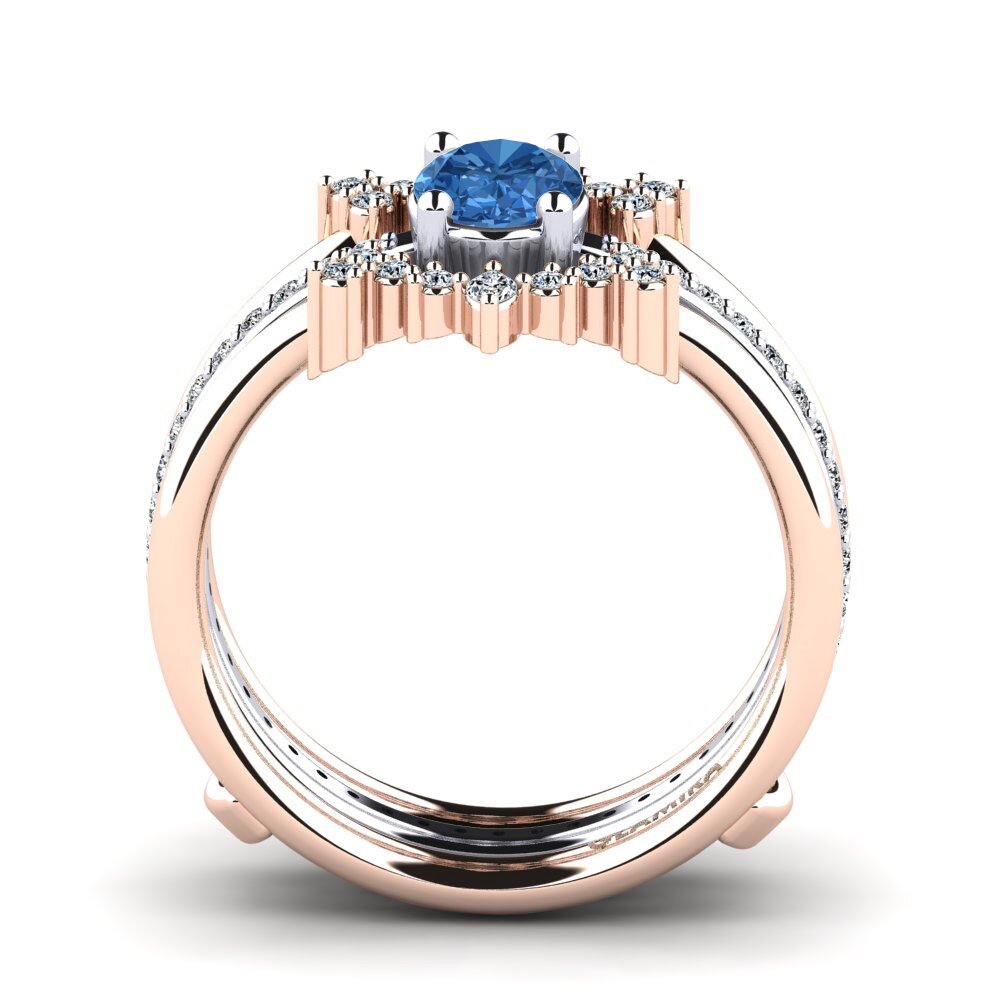 Dunkelblauer Zirkonia Ring Feoun SET