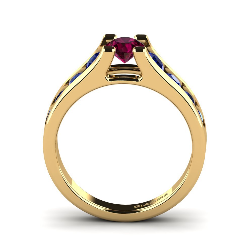 14ct Yellow Gold Rhodolite Garnet Engagement Ring Fidanka