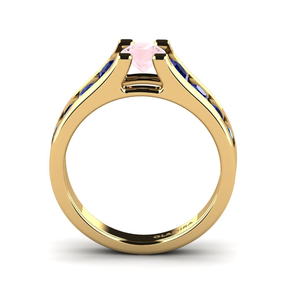 14ct Yellow Gold Rose Quartz Engagement Ring Fidanka