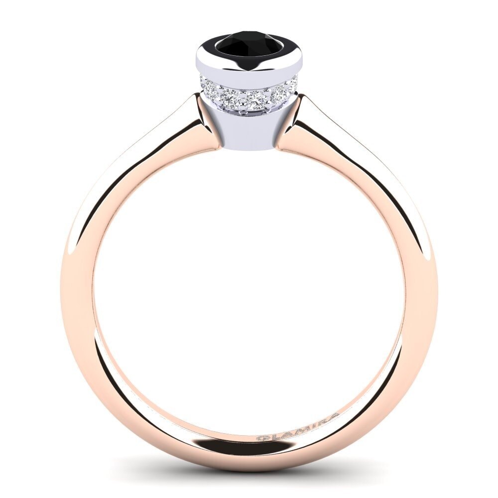 14ct Rose & White Gold Black Onyx Women's Ring Fidelia