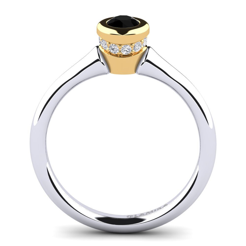 14ct White & Yellow Gold Black Onyx Women's Ring Fidelia
