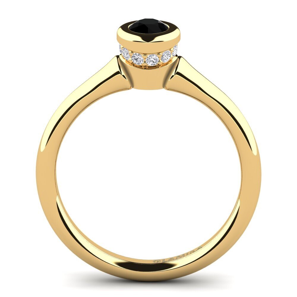 14ct Yellow Gold Black Onyx Women's Ring Fidelia