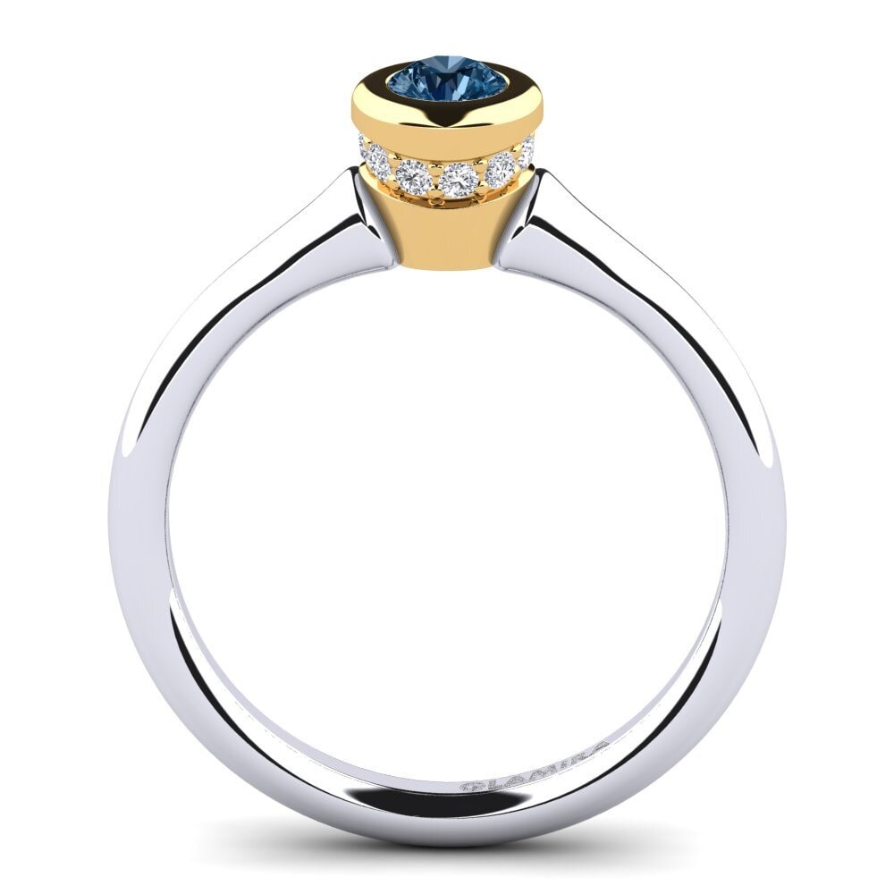 18ct White & Yellow Gold Blue Diamond Women's Ring Fidelia