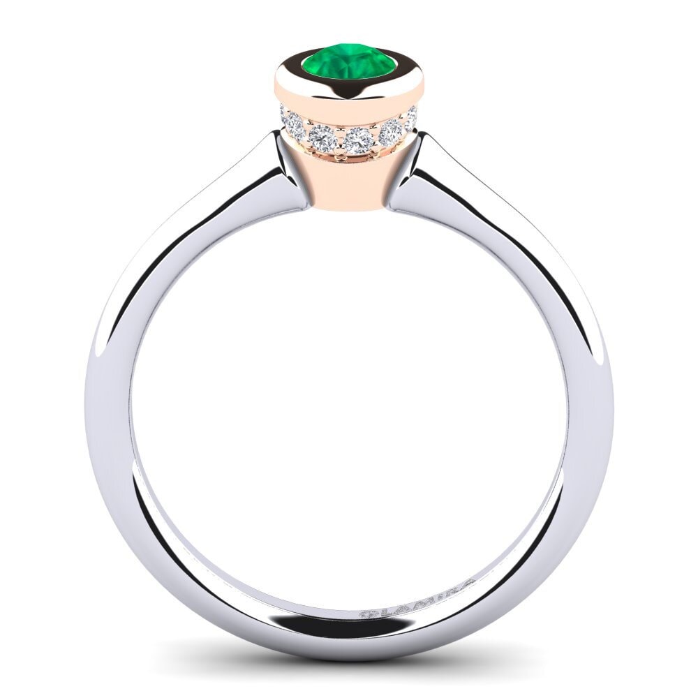 14ct White & Rose Gold Emerald Women's Ring Fidelia