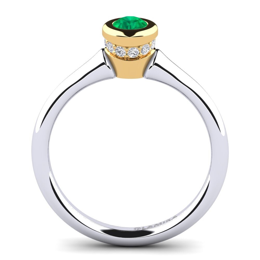 14ct White & Yellow Gold Emerald Women's Ring Fidelia