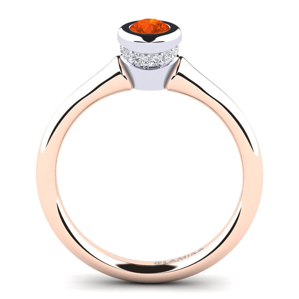 18ct Rose & White Gold Fire Opal Women's Ring Fidelia