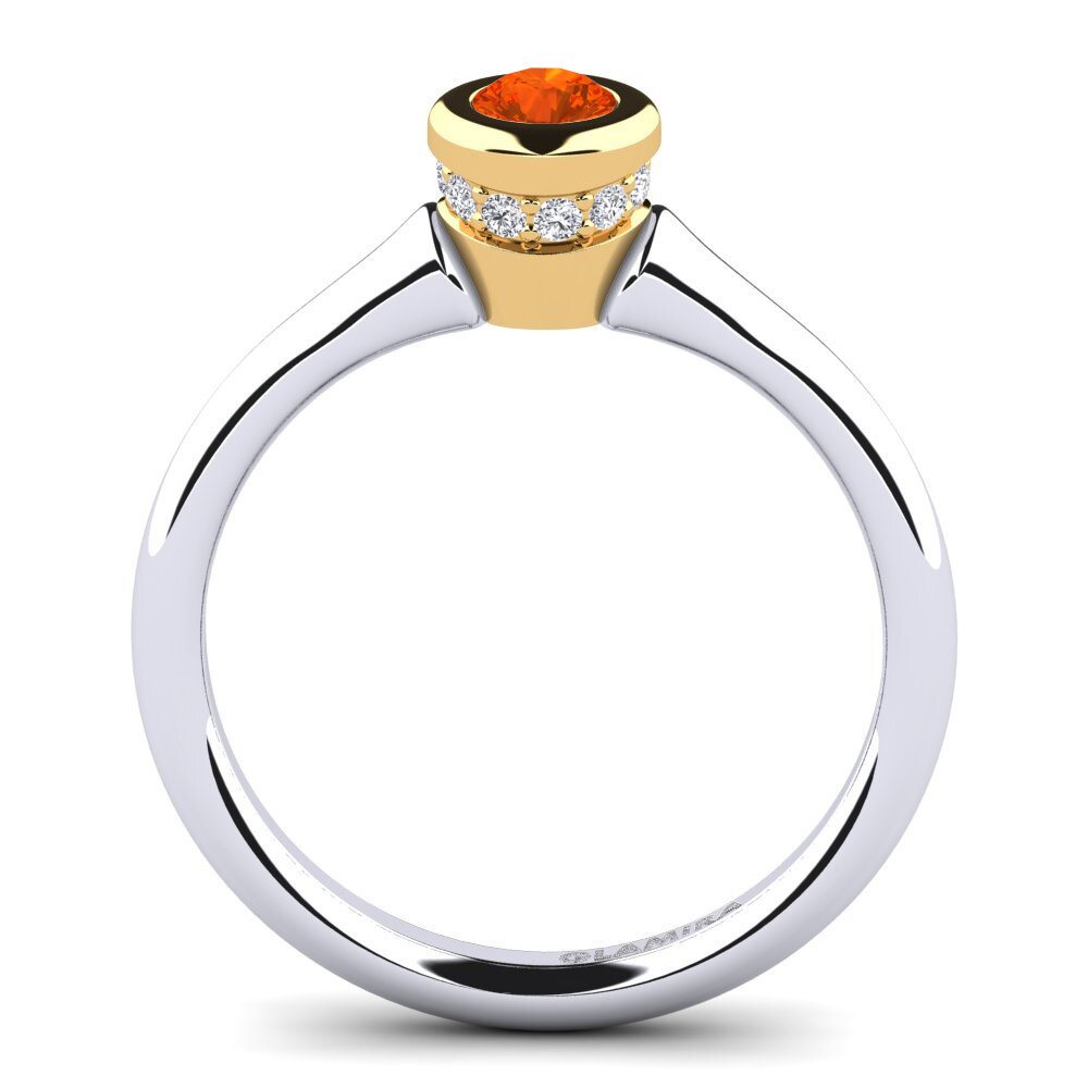 18ct White & Yellow Gold Fire Opal Women's Ring Fidelia