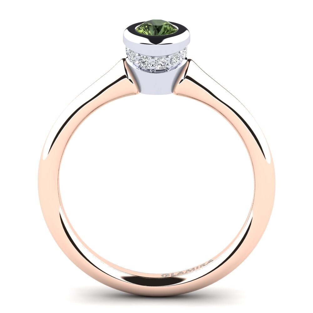 18ct Rose & White Gold Green Sapphire Women's Ring Fidelia