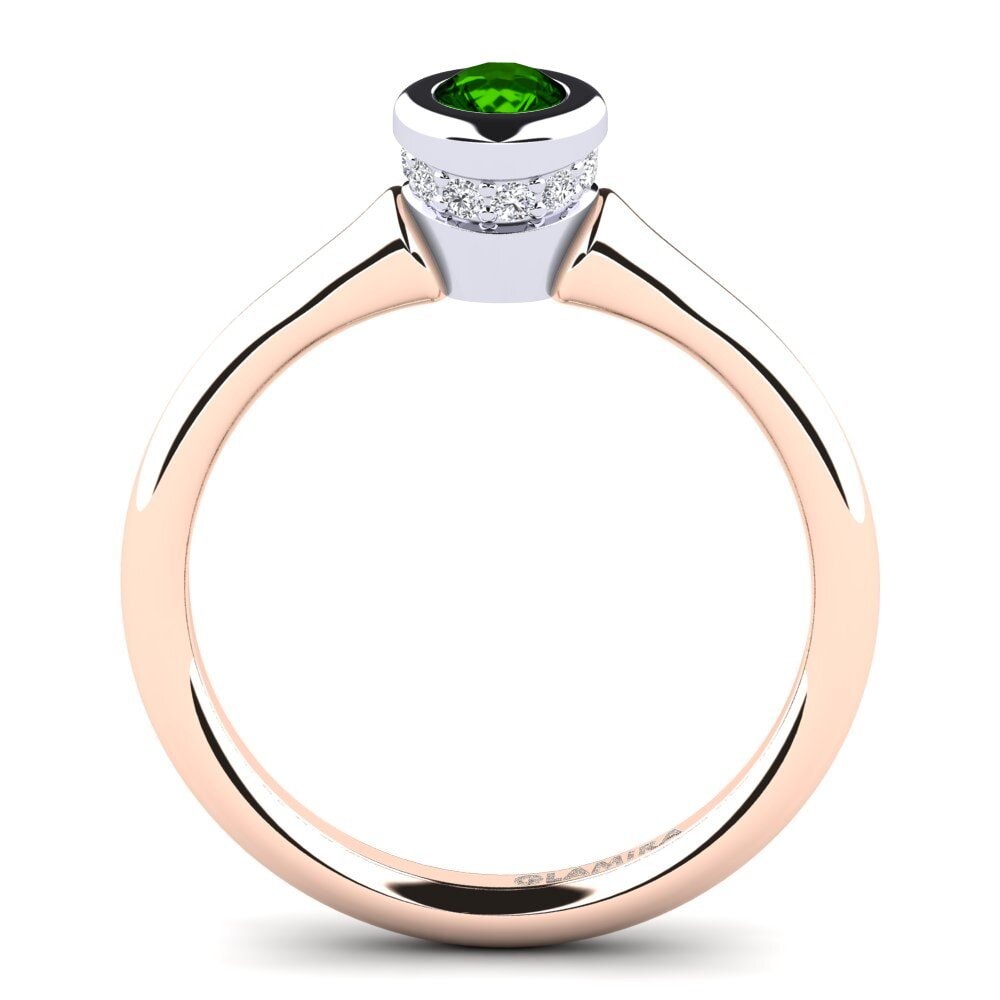 18ct Rose & White Gold Green Tourmaline Women's Ring Fidelia