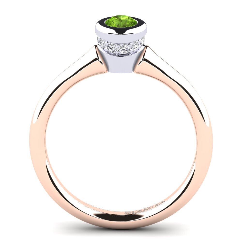 18ct Rose & White Gold Peridot Women's Ring Fidelia