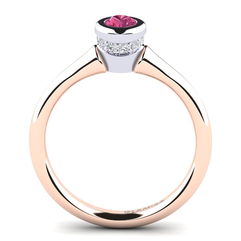 18ct Rose & White Gold Pink Tourmaline Women's Ring Fidelia