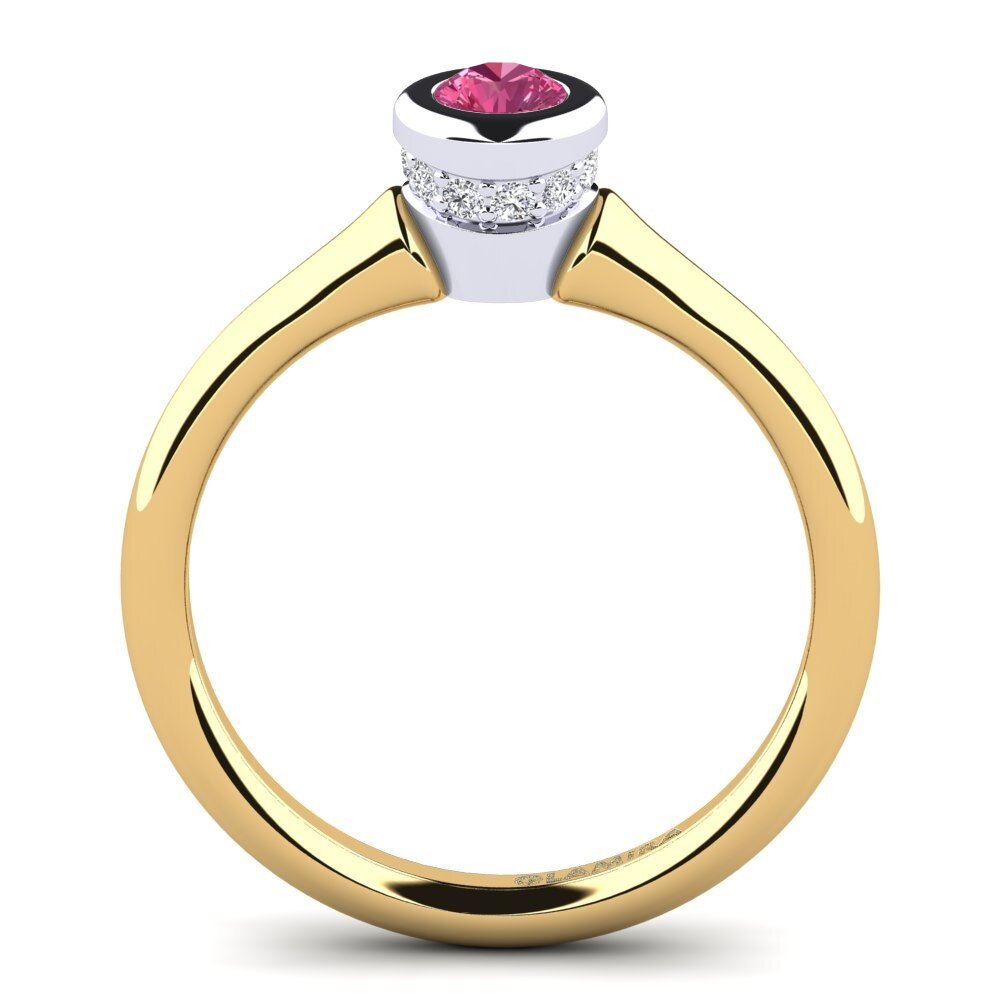 18ct Yellow & White Gold Pink Tourmaline Women's Ring Fidelia