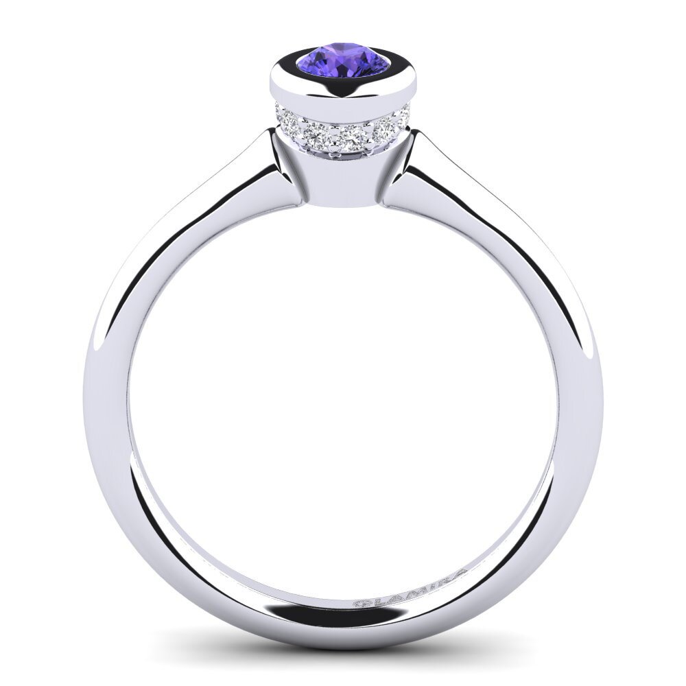 White Silver Tanzanite Women's Ring Fidelia