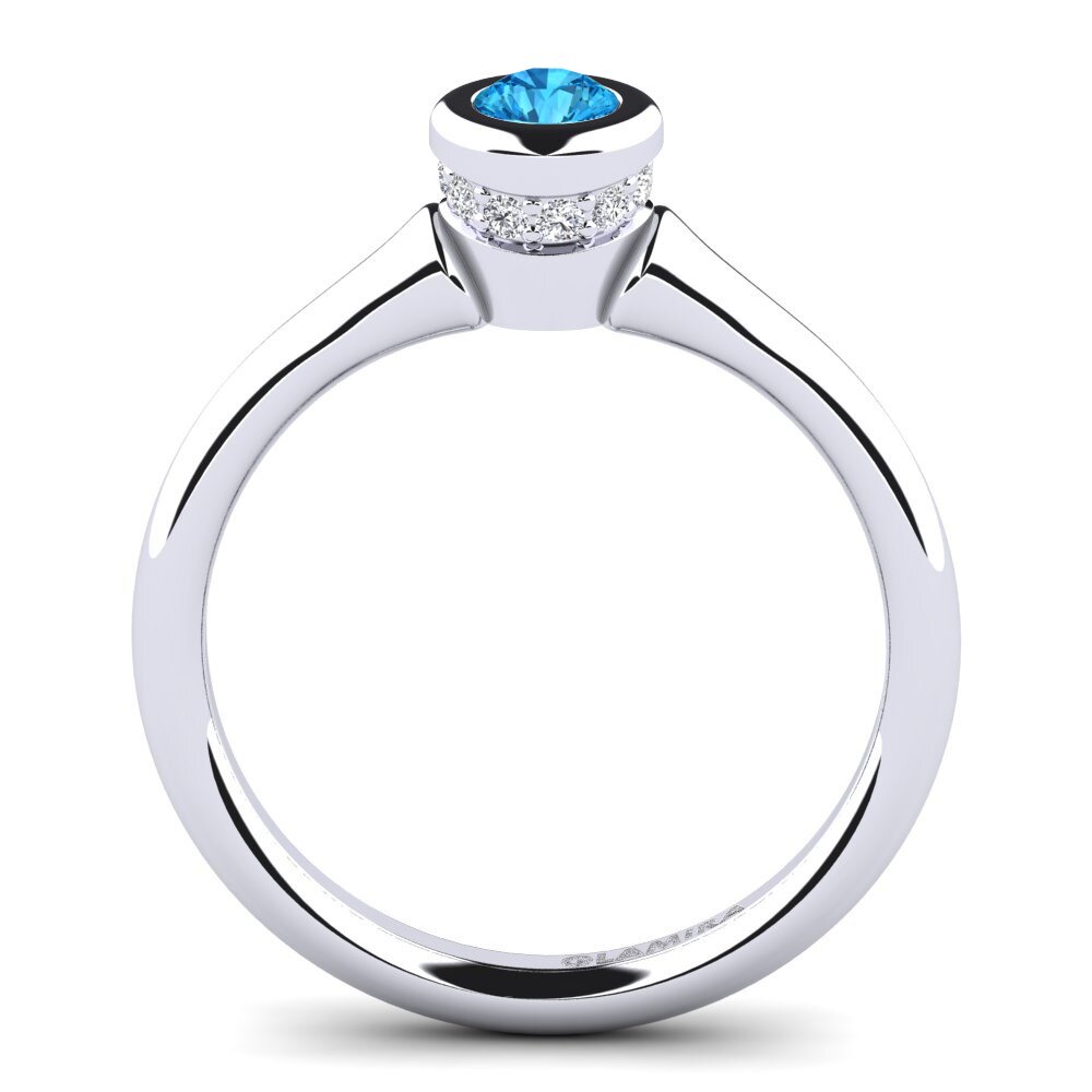 White Silver Blue Topaz Women's Ring Fidelia