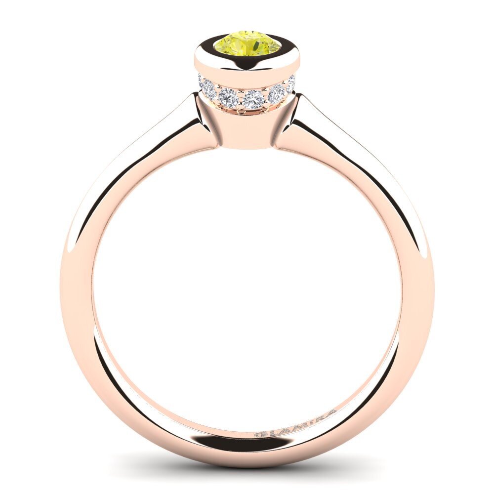 14ct Rose Gold Yellow Diamond Women's Ring Fidelia