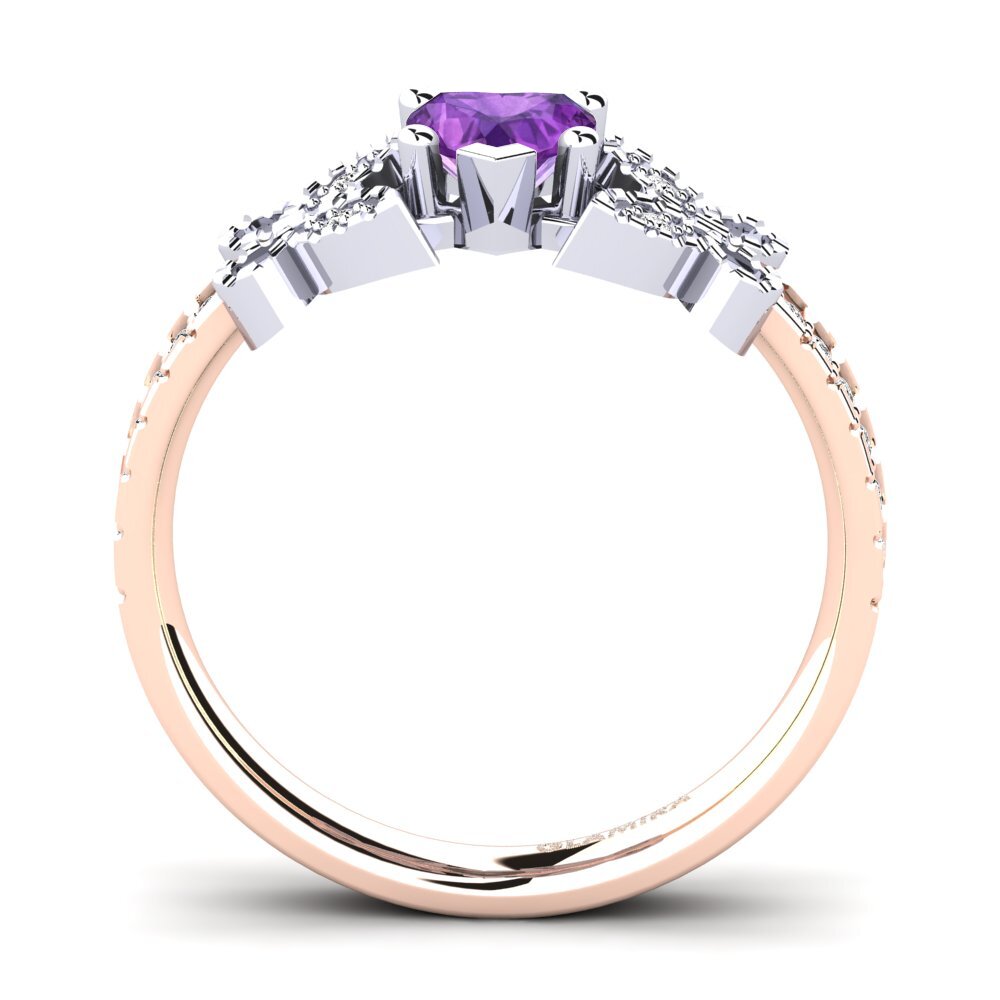 14ct Rose / White Gold Amethyst Engagement Ring Fiene