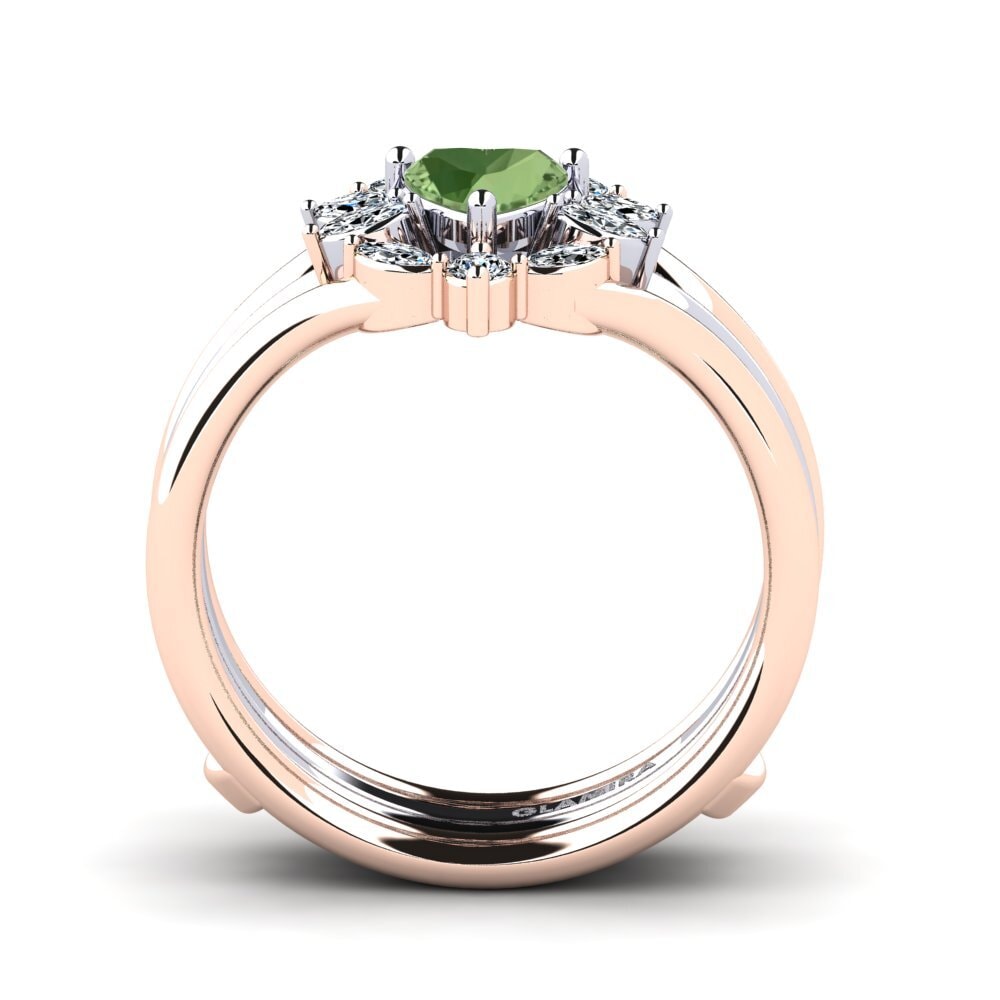 Corazón Zafiro Verde Anillo Finam SET