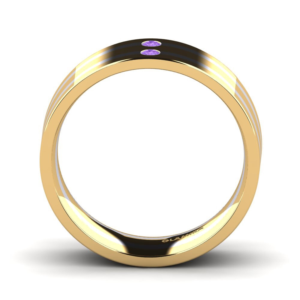 14ct Yellow & White Gold Amethyst Men's Ring Fine Tune