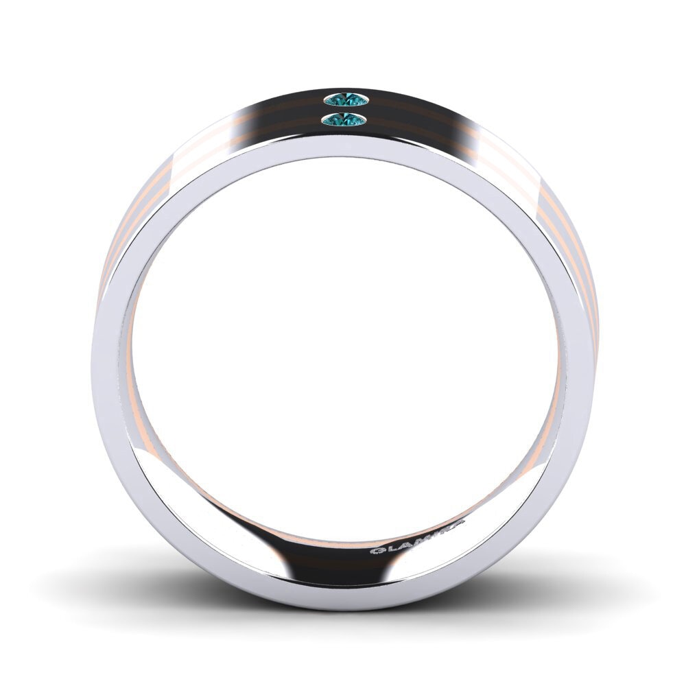 Oro Bianco & Rosso 375 Diamante Blu Anello da uomo Fine Tune
