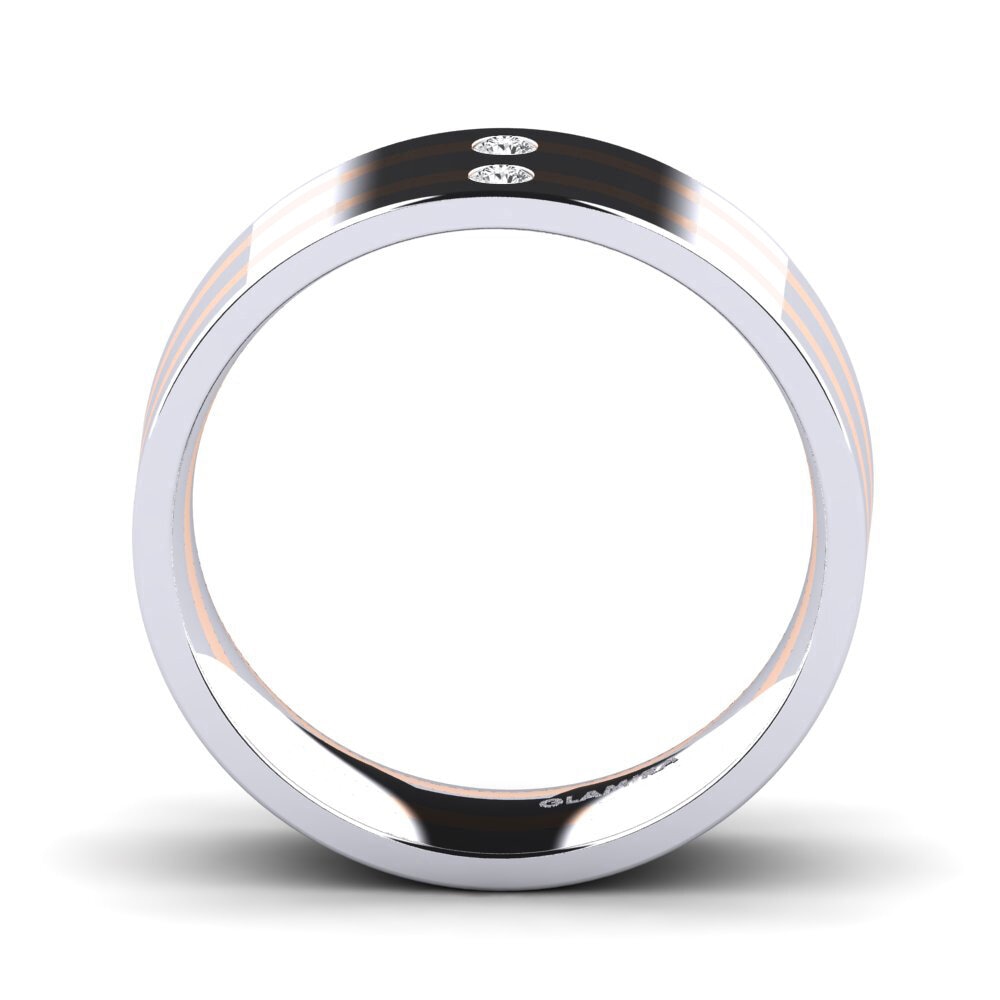18ct White & Rose Gold White sapphire Men's Ring Fine Tune