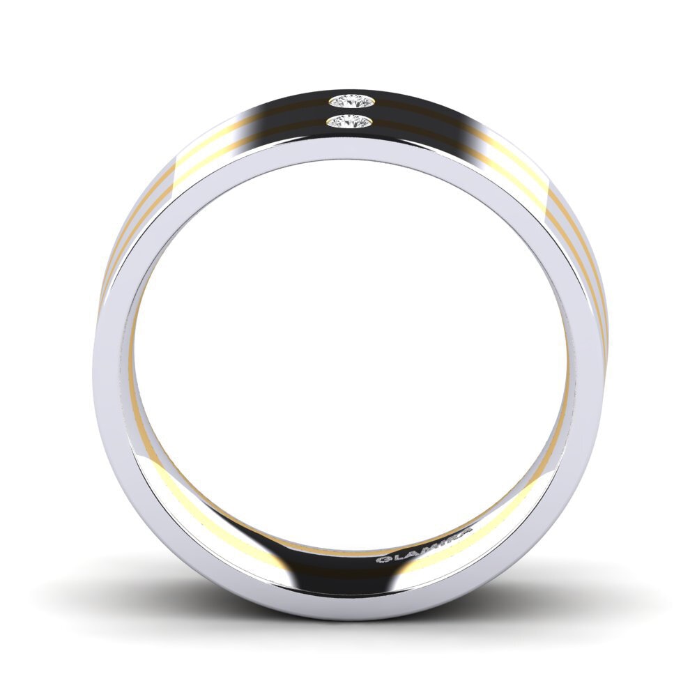 Oro Bianco & Giallo 750 Zaffiro Bianco Anello da uomo Fine Tune