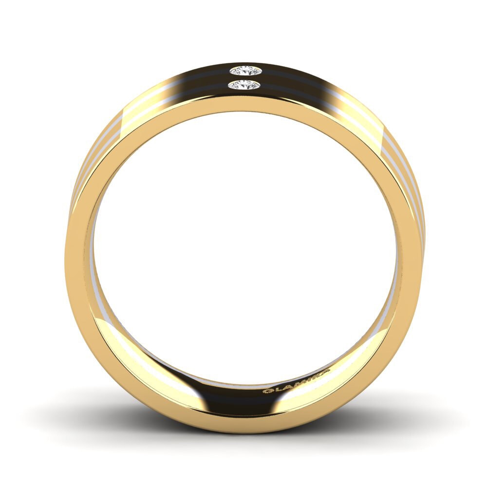 Oro Giallo & Bianco 585 Zaffiro Bianco Anello da uomo Fine Tune