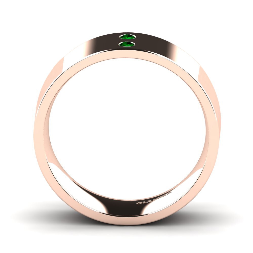 14ct Rose Gold Green Zirconia Men's Ring Fine Tune