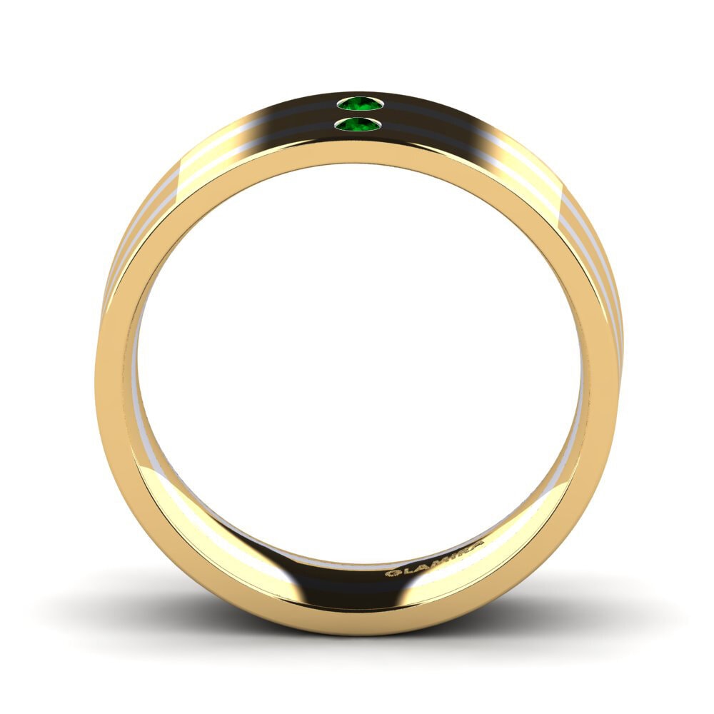 14ct Yellow & White Gold Green Zirconia Men's Ring Fine Tune