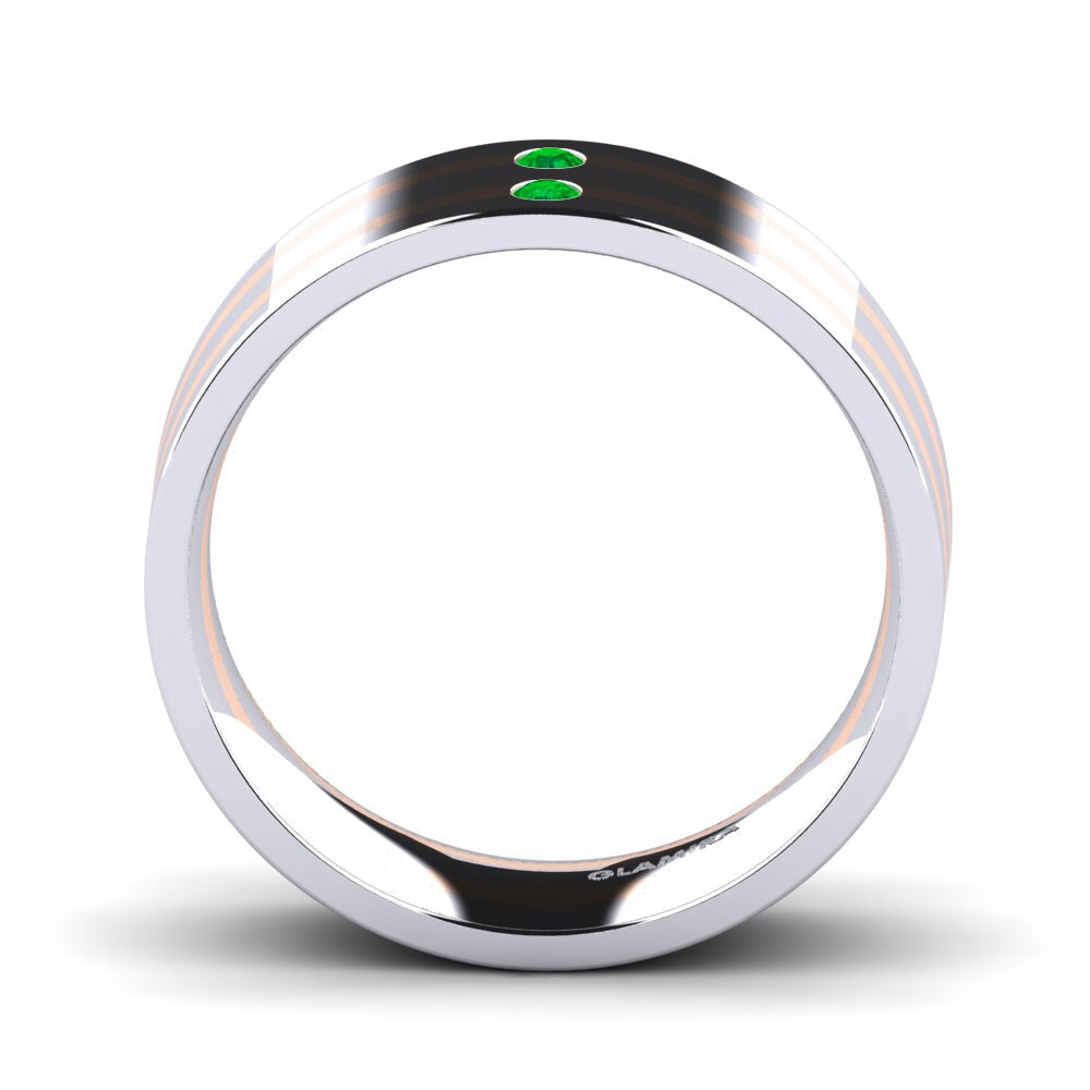 14ct White & Rose Gold Emerald Men's Ring Fine Tune