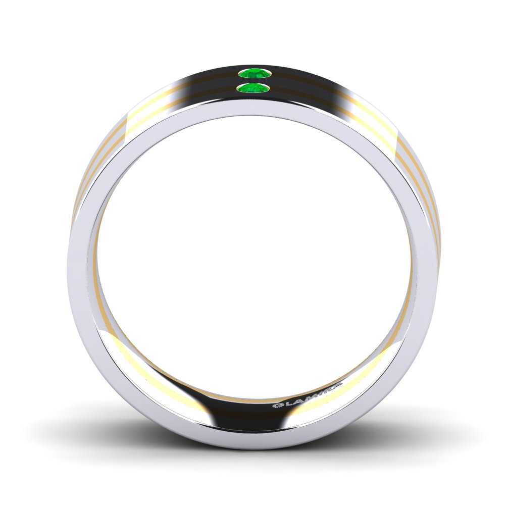 14ct White & Yellow Gold Emerald Men's Ring Fine Tune
