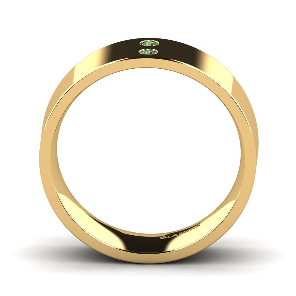 18ct Yellow Gold Green Diamond Men's Ring Fine Tune