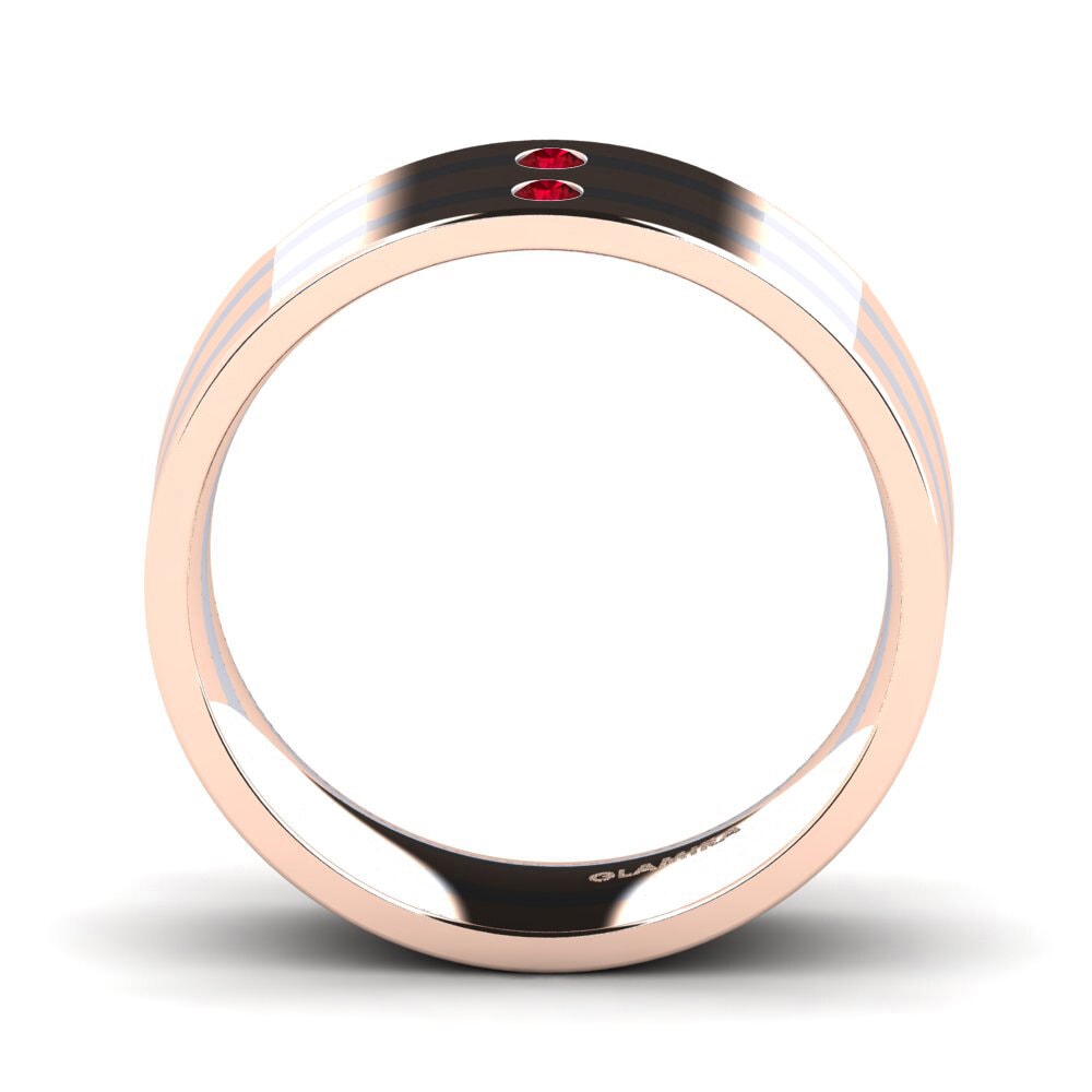 Oro Rosso & Bianco 750 Zircone Rosso Anello da uomo Fine Tune