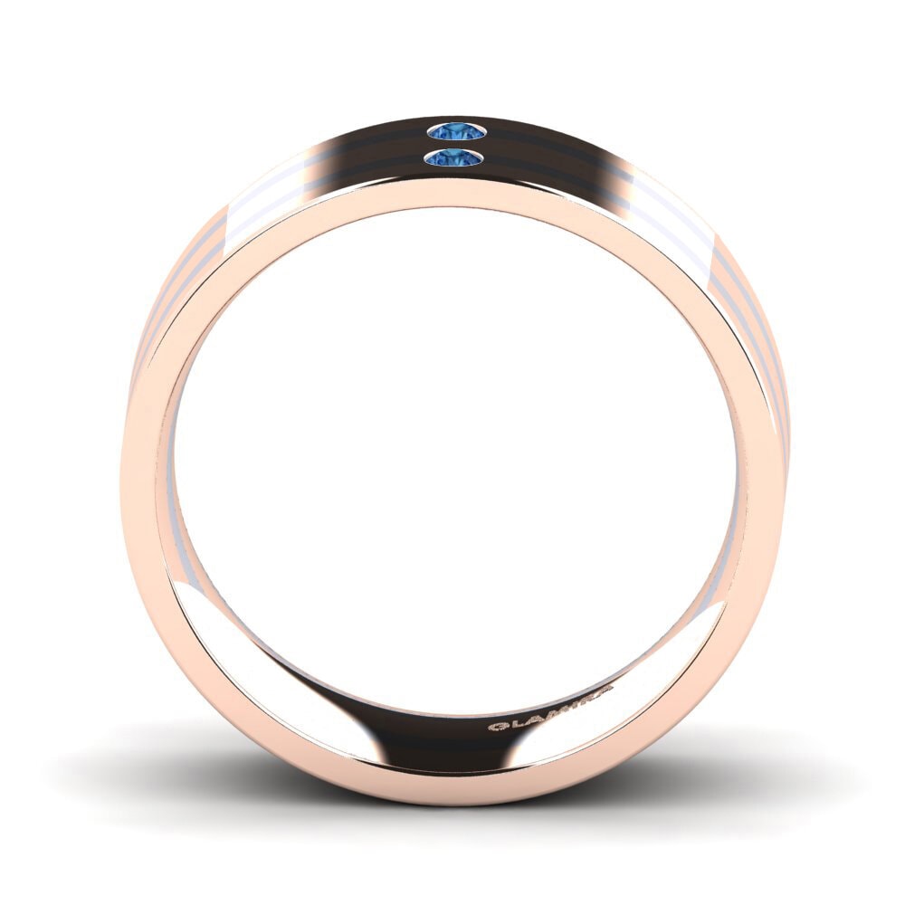 Oro Rosso & Bianco 750 Zircone Blu Scuro Anello da uomo Fine Tune