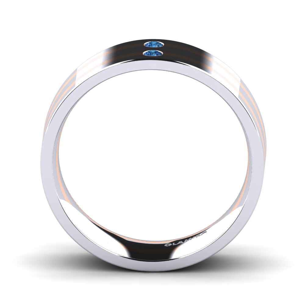 Oro Bianco & Rosso 585 Zircone Blu Scuro Anello da uomo Fine Tune