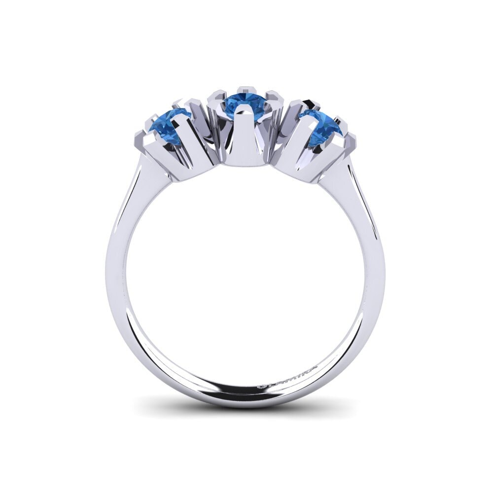 Zircônia azul escuro Anel de Noivado Fiorella