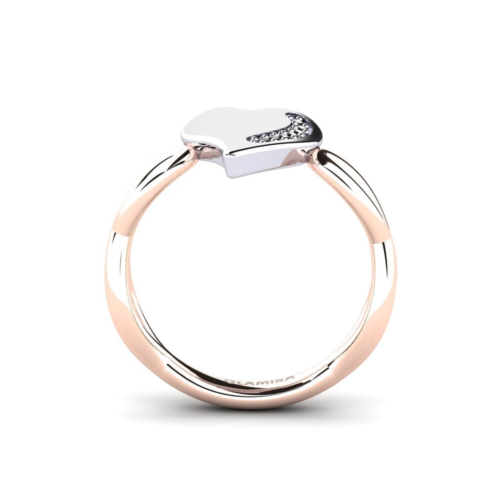 14ct Rose & White Gold Black Onyx Ring Flaine