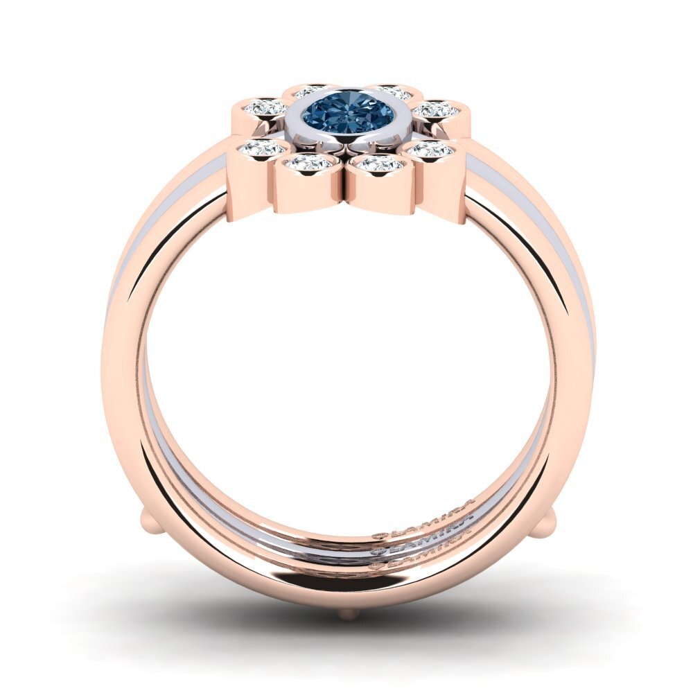 Diamante Azul Anillo Flet SET